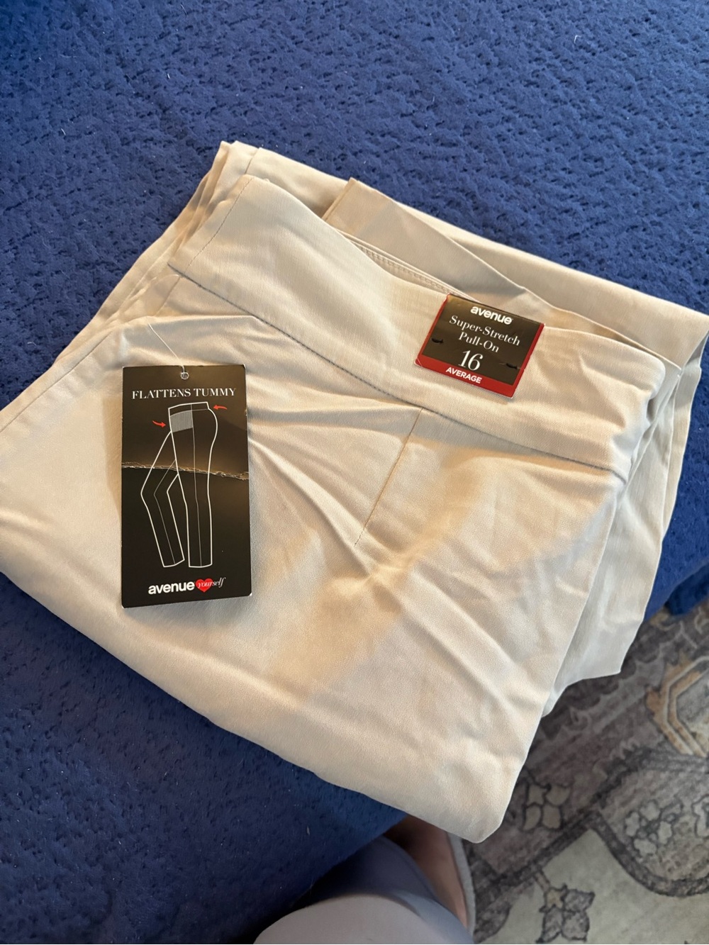 Avenue Light Beige Pull-On Super-Stretch Pants